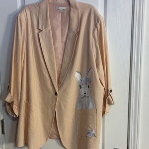 Cato Peach Blazer with hand painted Rabbit Design
